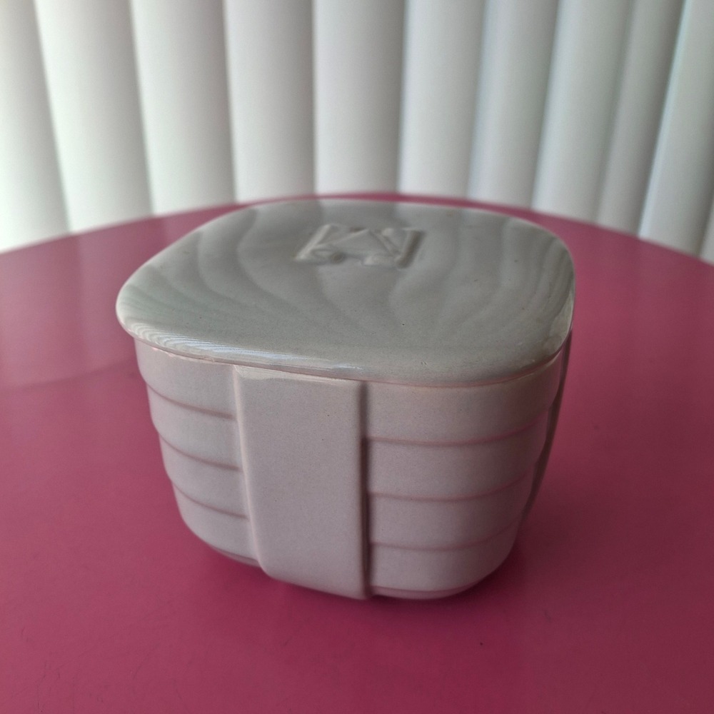 Vintage Hall China Co for Hotpoint Refrigerator Dish Lid Grey Gray Ribbed